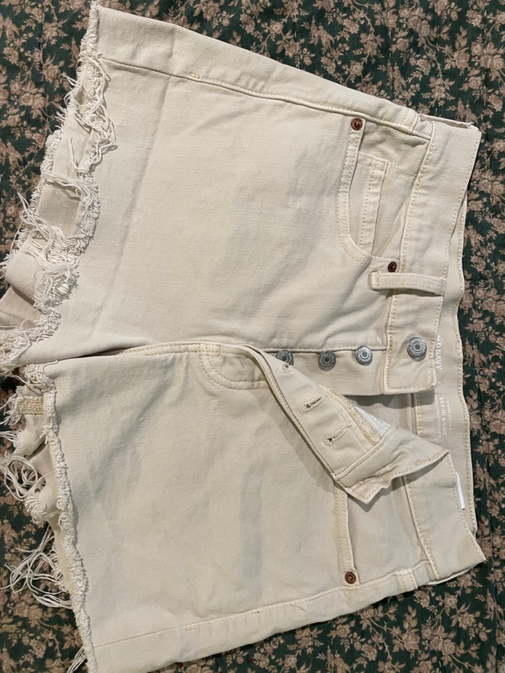 Old Navy Cream High-Rise Denim Shorts